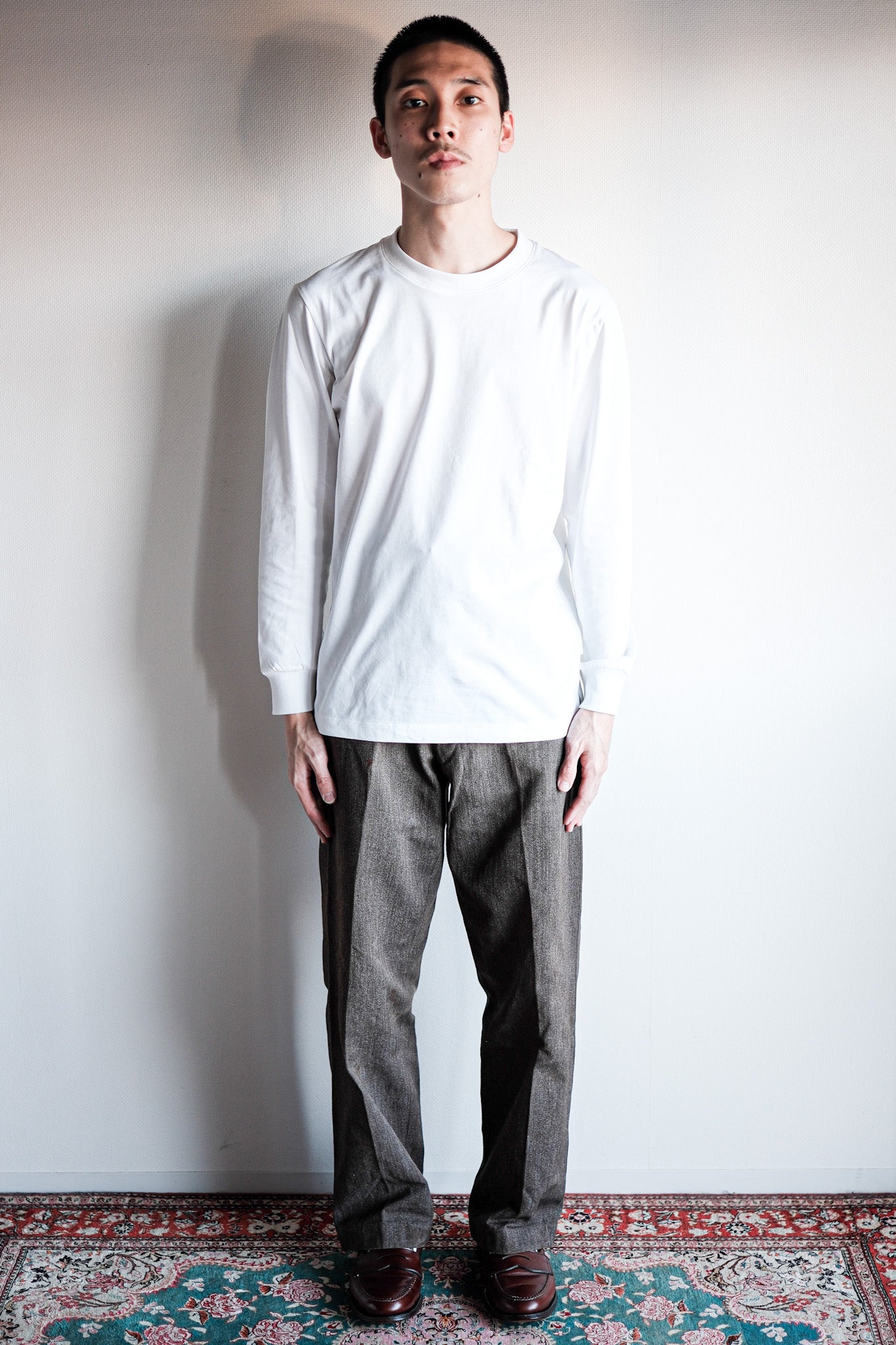 ［~20's］French Vintage Brown Salt & Pepper Cotton HBT Work Pants