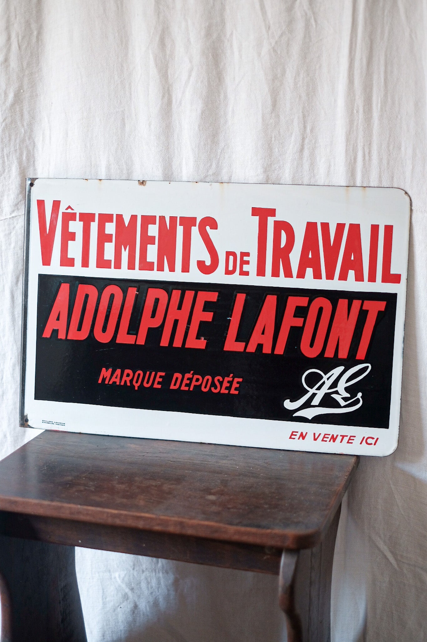 [~ 50 년대] 프랑스 빈티지 에나멜 플레이트 "Adolphe Lafont"