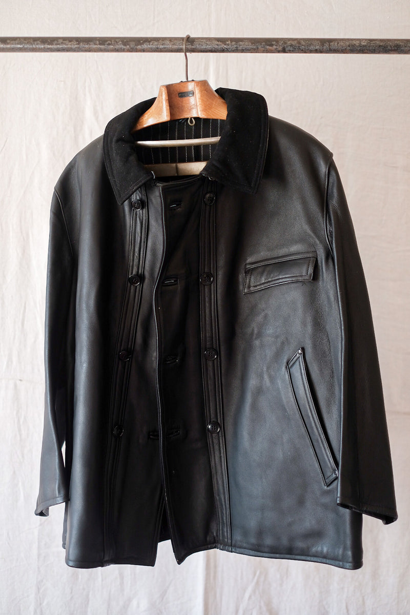 [~ 50's] แจ็คเก็ตหนัง LE Corbusier Vintage French Vintage "Collar Wool" "Dead Stock"