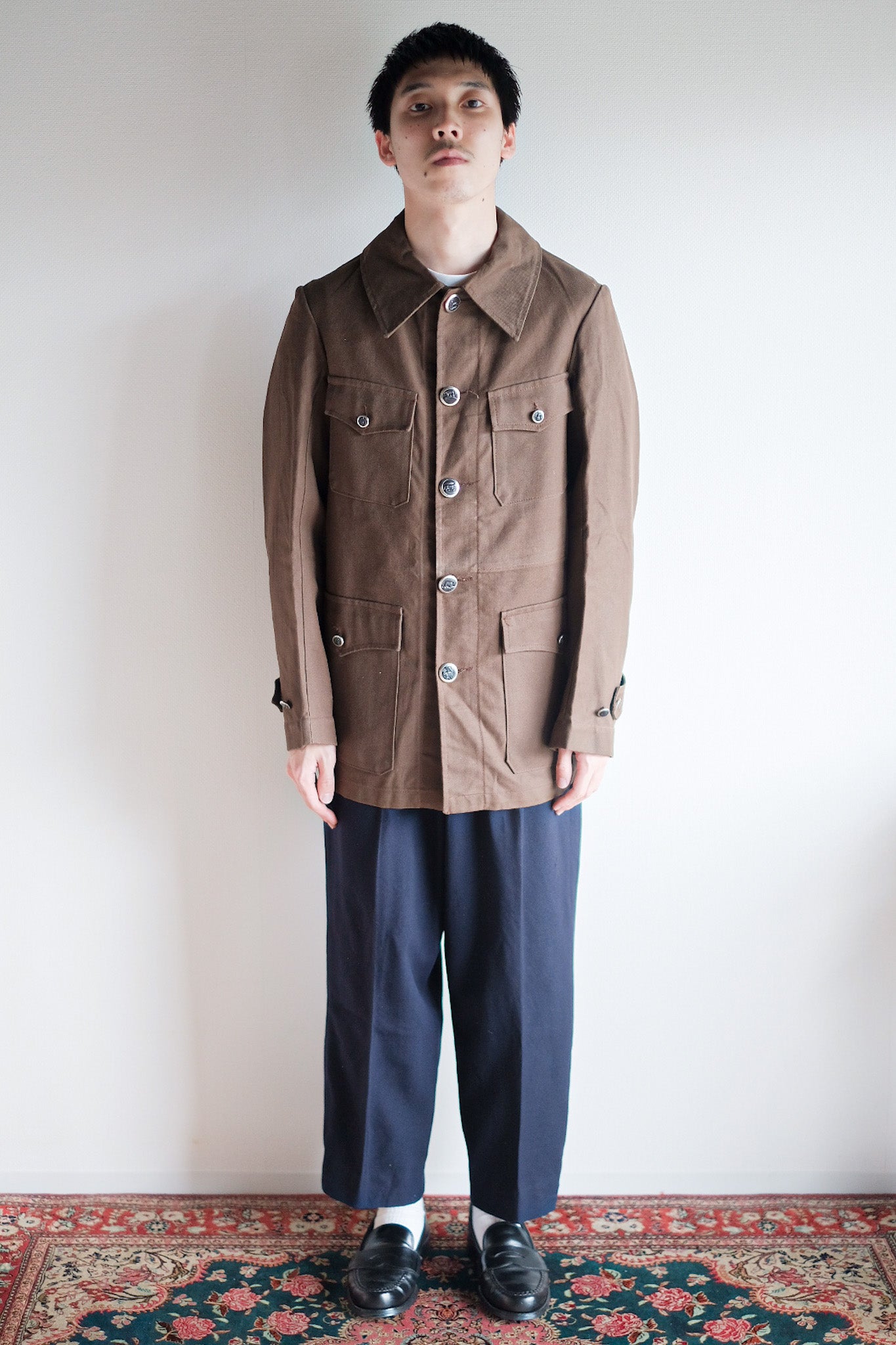 ［~40's］French Vintage Brown Cotton Twill Hunting Jacket "Dead Stock"
