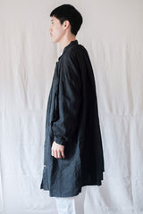 【Early 20th C】French Antique Indigo Linen Smock Open Type "Biaude"