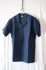 【~40's】French Vintage Indigo Metis Short Sleeve Shirt "Dead Stock"