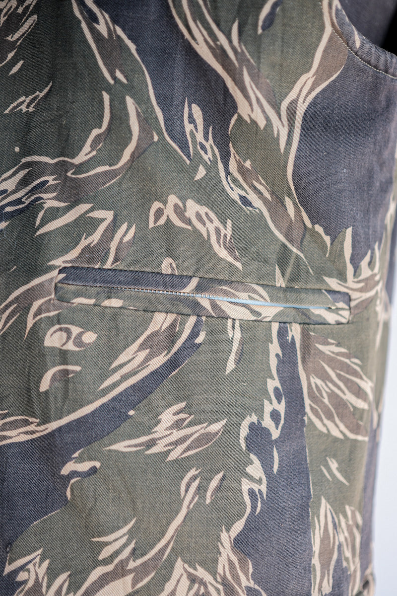 [~ 70's] American Vintage Tiger Stripe Camouflage เสื้อกั๊กย้อนกลับได้