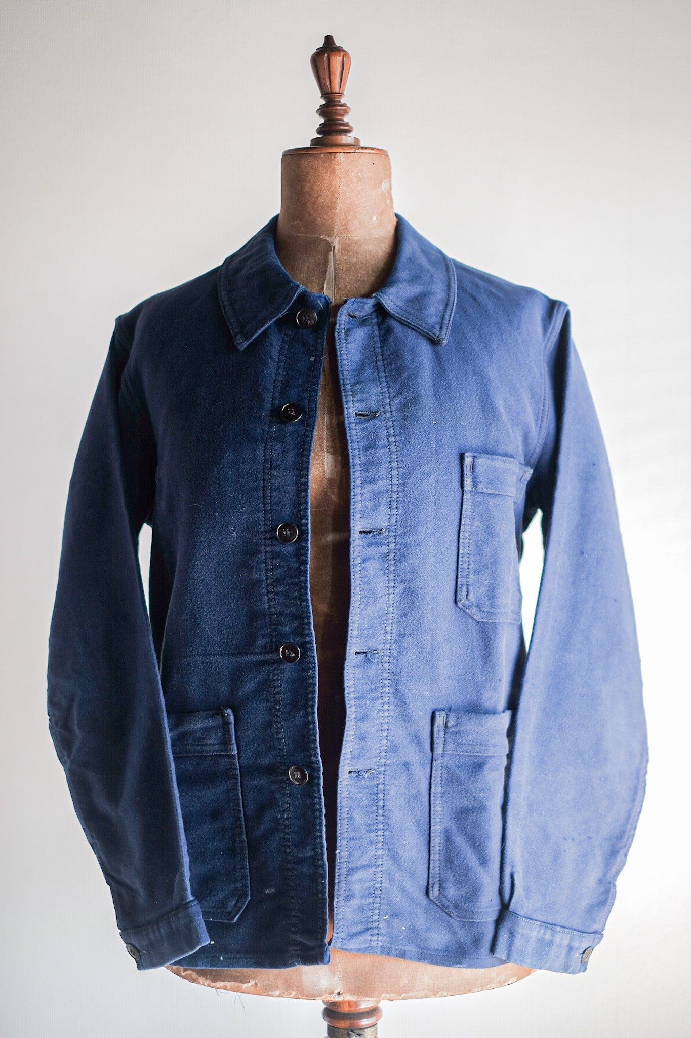 [~ 50 년대] 프랑스 빈티지 블루 몰스 피부 작업 재킷