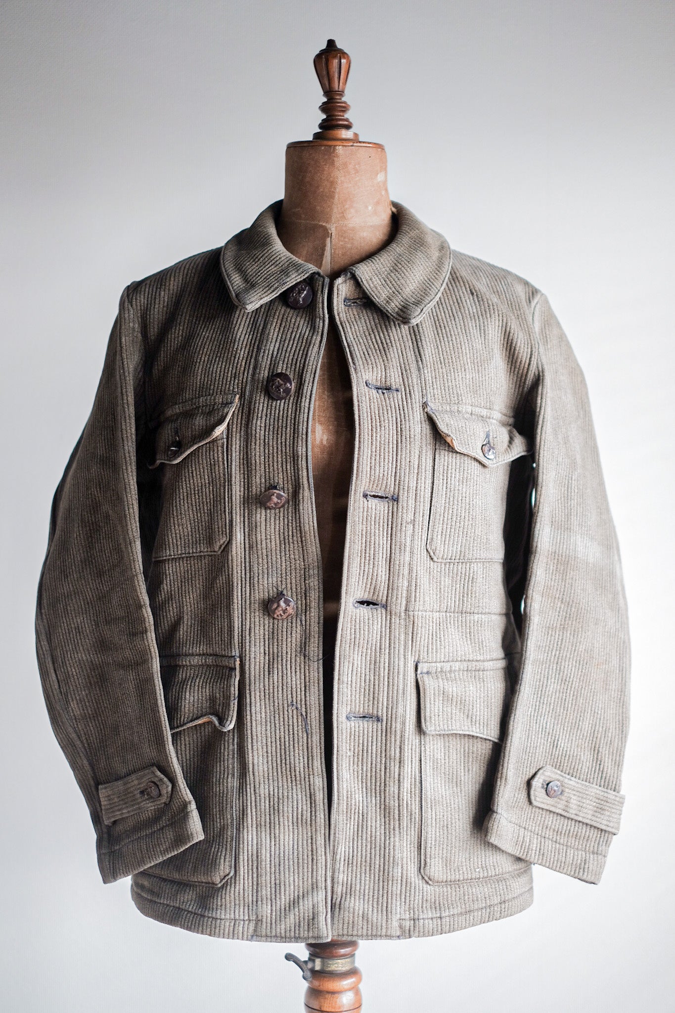 ［~40's］French Vintage Brown Salt & Pepper Cotton Pique Hunting Jacket