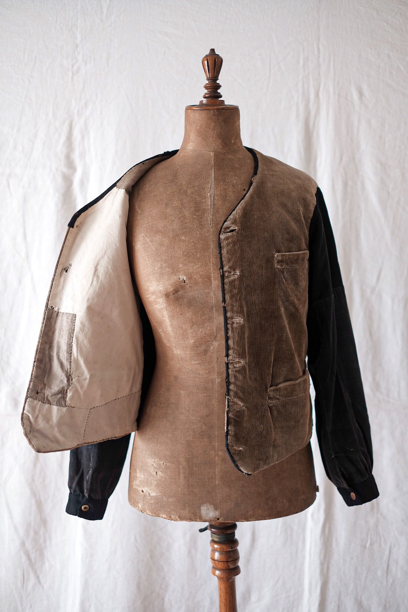 30's] French Vintage Brown Corduroy Gilet Jacket