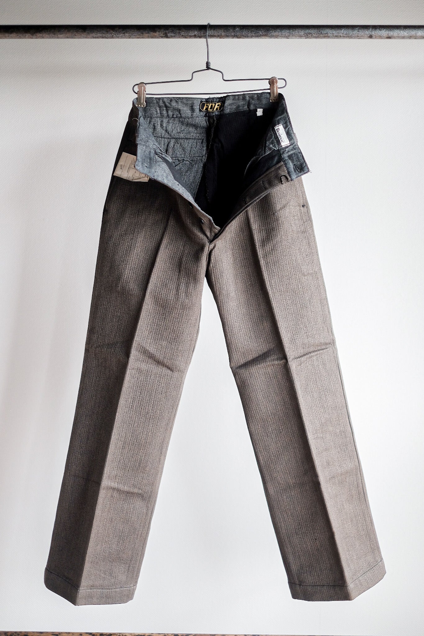 ［~40's］French Vintage Brown Salt & Pepper Cotton Pique Work Pants "Dead Stock"