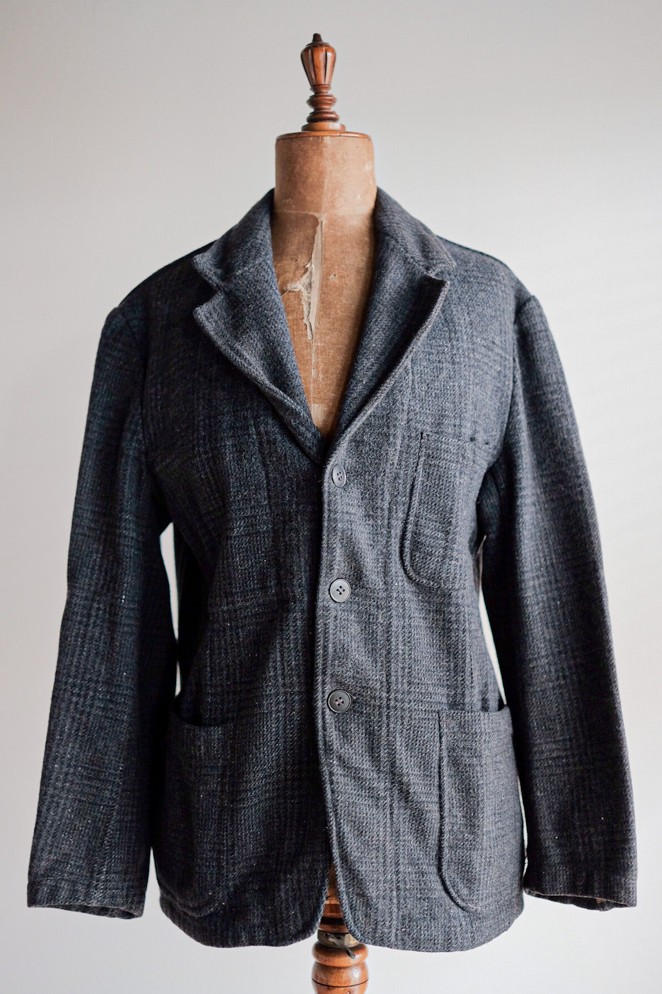 【~50's】French Vintage Wool Lapel Work Jacket "Pascal Fabric"