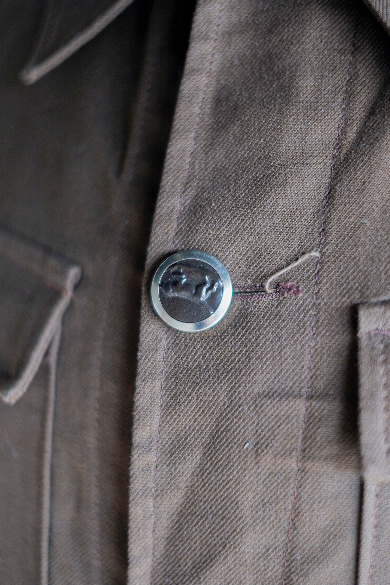 ［~40's］French Vintage Brown Cotton Twill Hunting Jacket "Dead Stock"