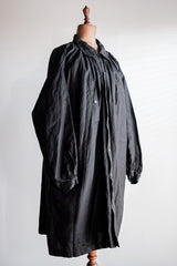 [ต้น 20 C] ผ้าลินินสีดำสีดำโบราณของฝรั่งเศส Smock Type "Biaude" "Dead Stock"