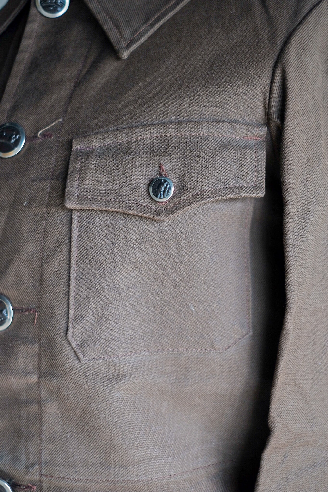 ［~40's］French Vintage Brown Cotton Twill Hunting Jacket "Dead Stock"