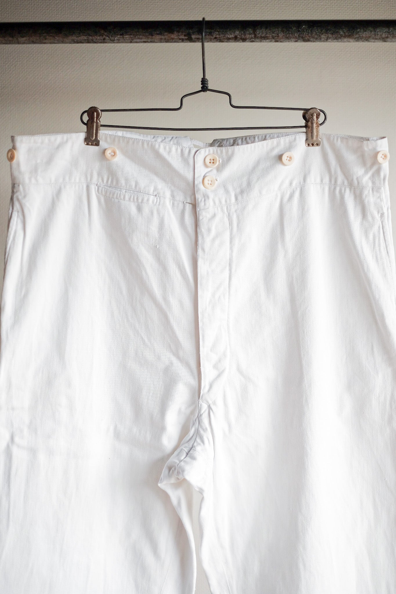 ［~30's］French Navy White Cotton Trousers