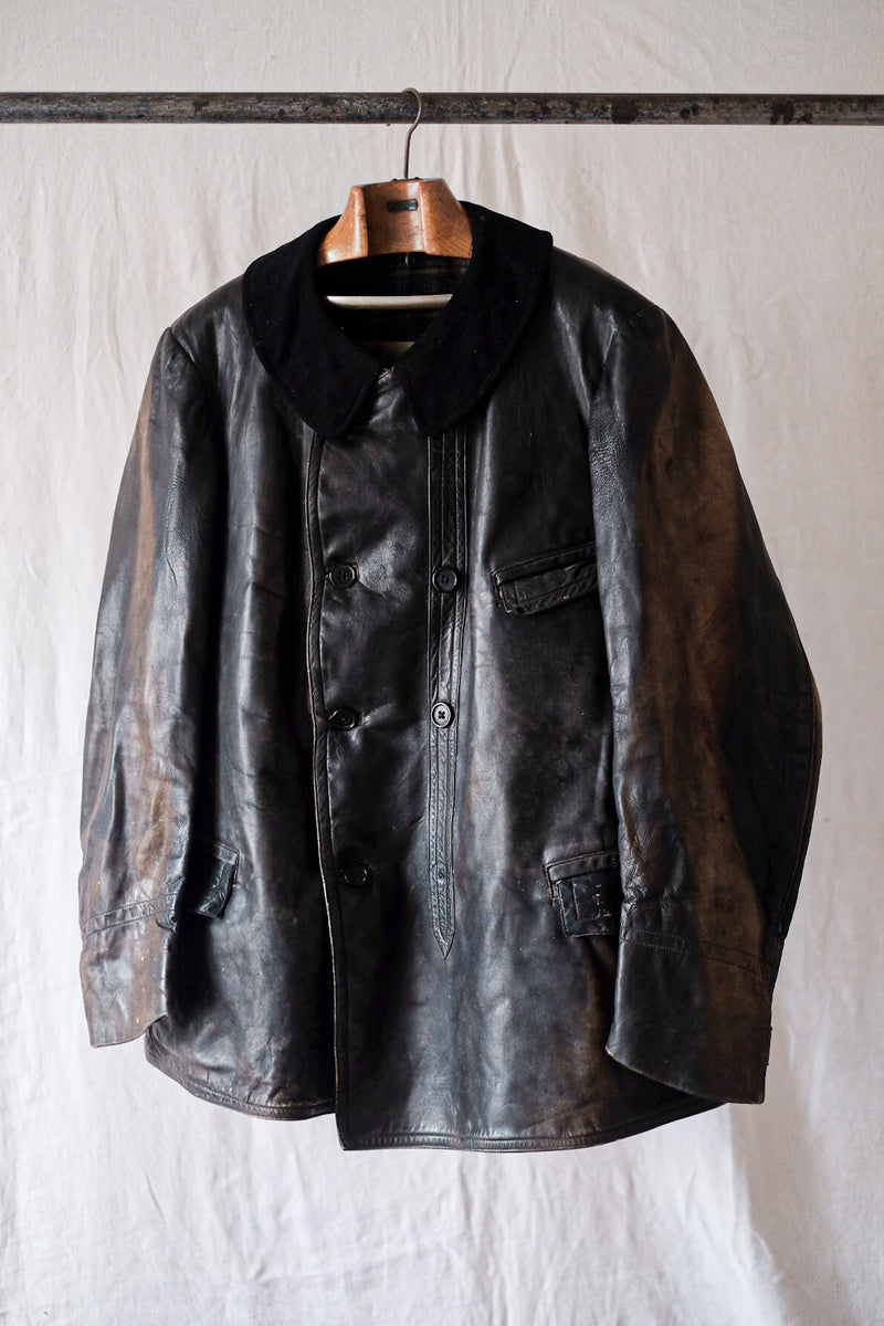 [~ 20's] แจ็คเก็ตหนัง le Corbusier French Vintage "Adolphe Lafont"