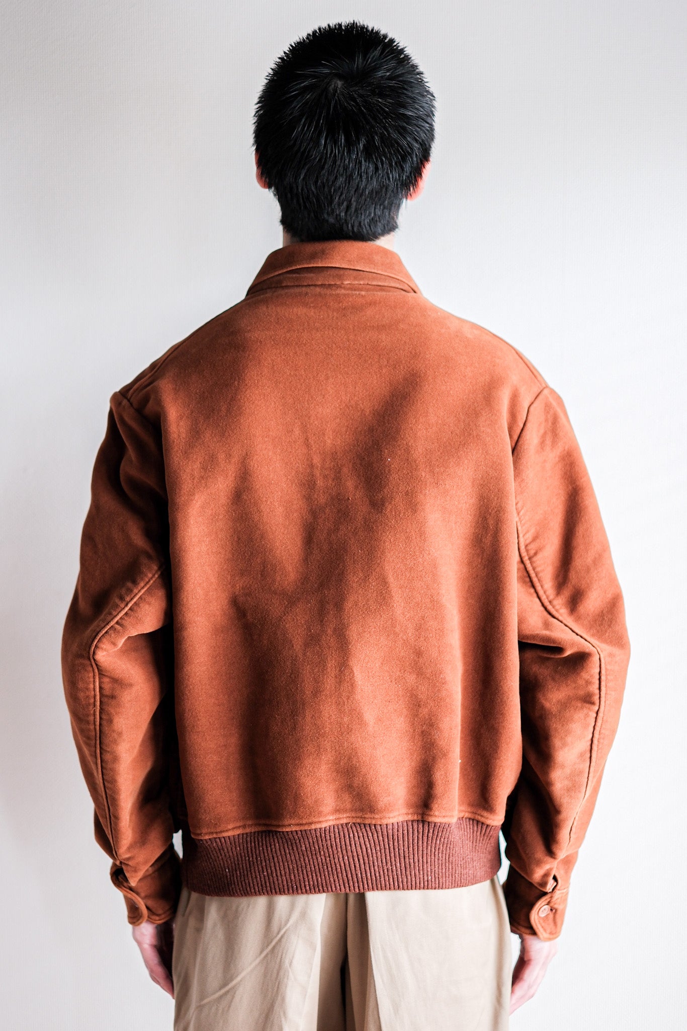 [~ 40's] French Vintage Brown Moleskin Cyclist Jacket