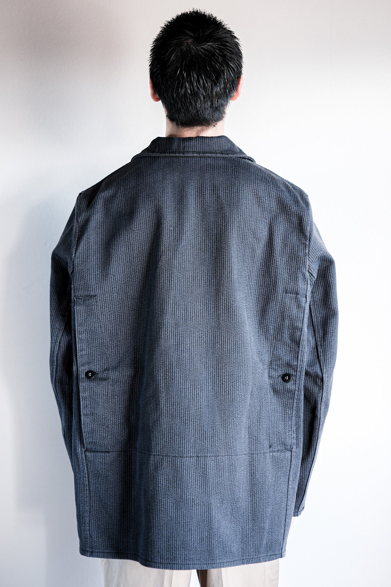 [~ 60's] French Vintage Blue Gray Cotton Pique Hunting Jacket