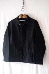 【~50's】French Vintage "Le Mont St. Michel" Black Moleskin Work Jacket