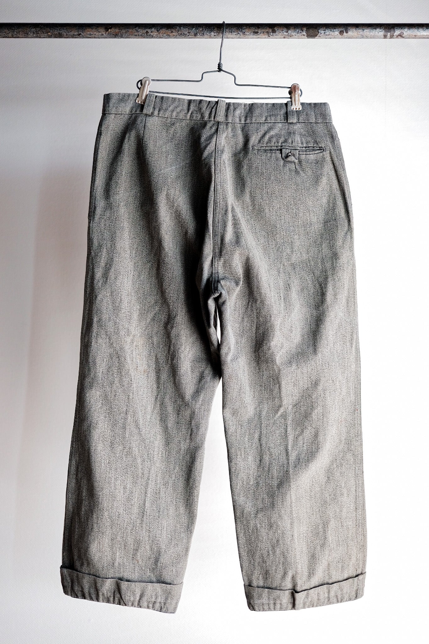 [~ 40's] กางเกง Chambray สีดำวินเทจฝรั่งเศส