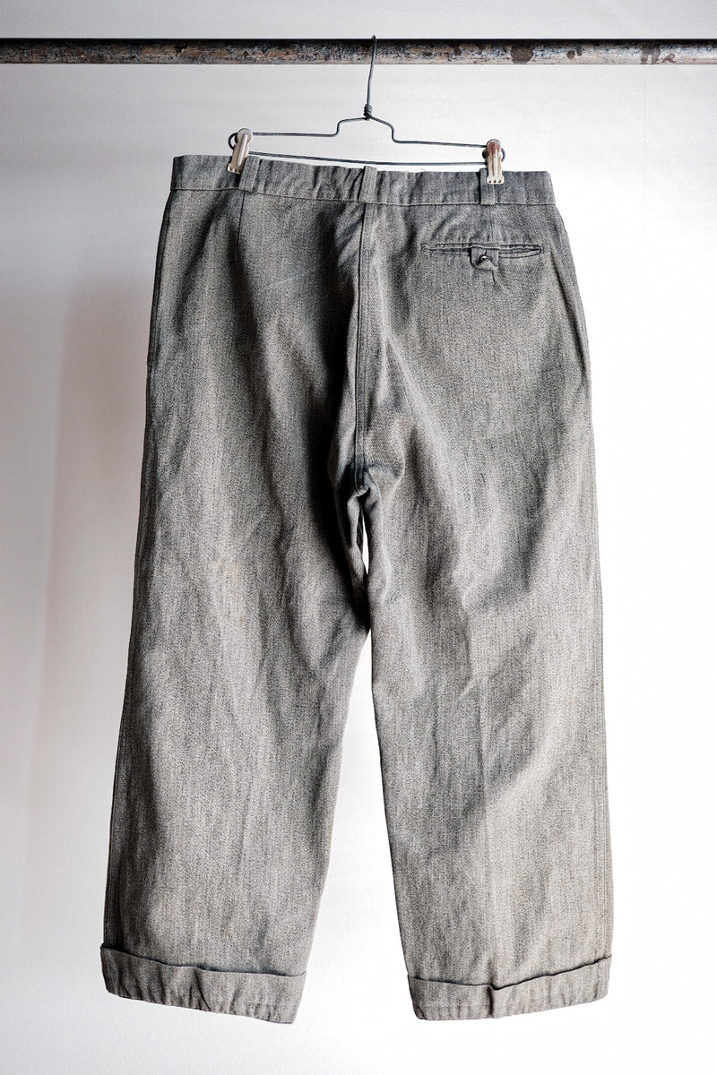 【~40's】French Vintage Black Chambray Work Pants