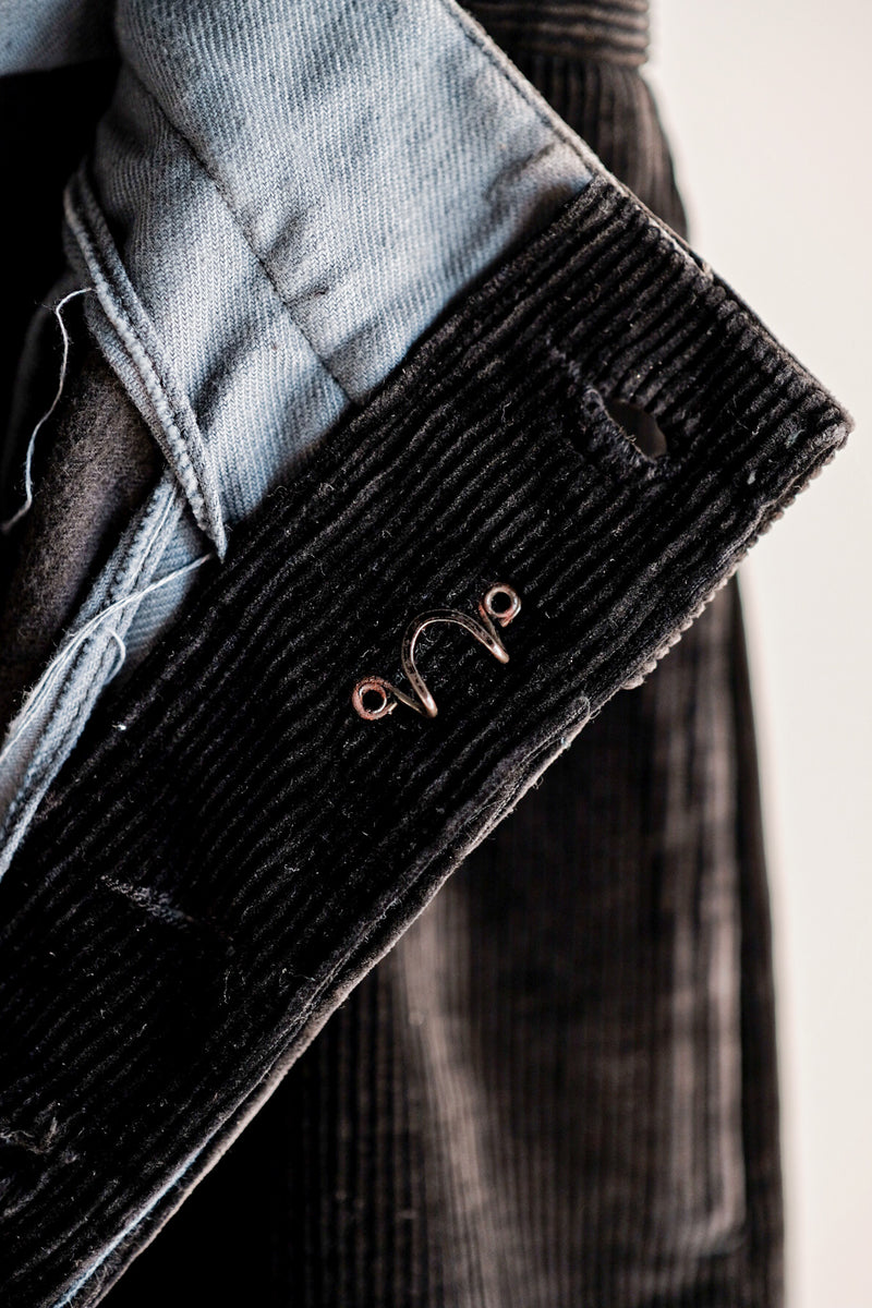【 ~ 40's 】 French Vintage Dark Brown Corduroy Work Pants