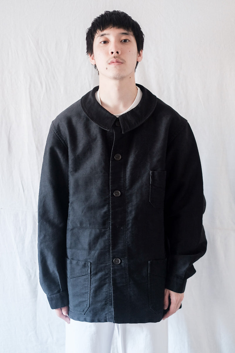 【~30's】French Vintage Black Moleskin Work Jacket