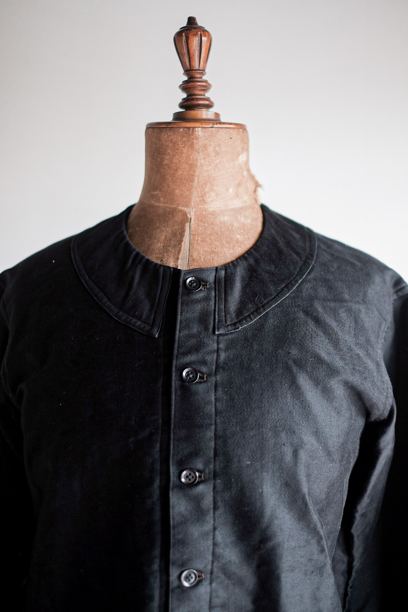 [~ 20 '] 프랑스 빈티지 블랙 몰스 피부 작업 재킷 "6 버튼" "데드 스톡"