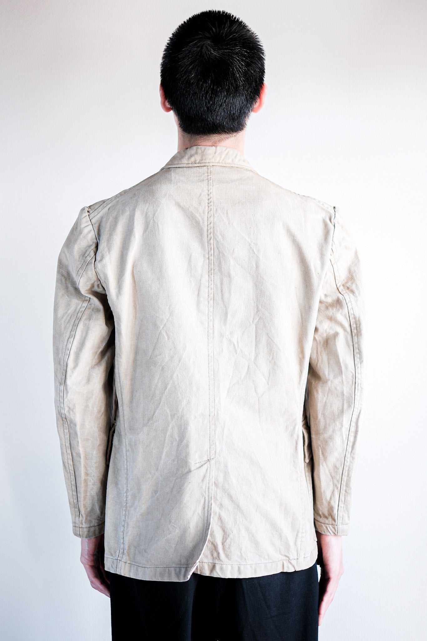 [~ 40 '] 프랑스 빈티지 더블 가슴 작업 재킷