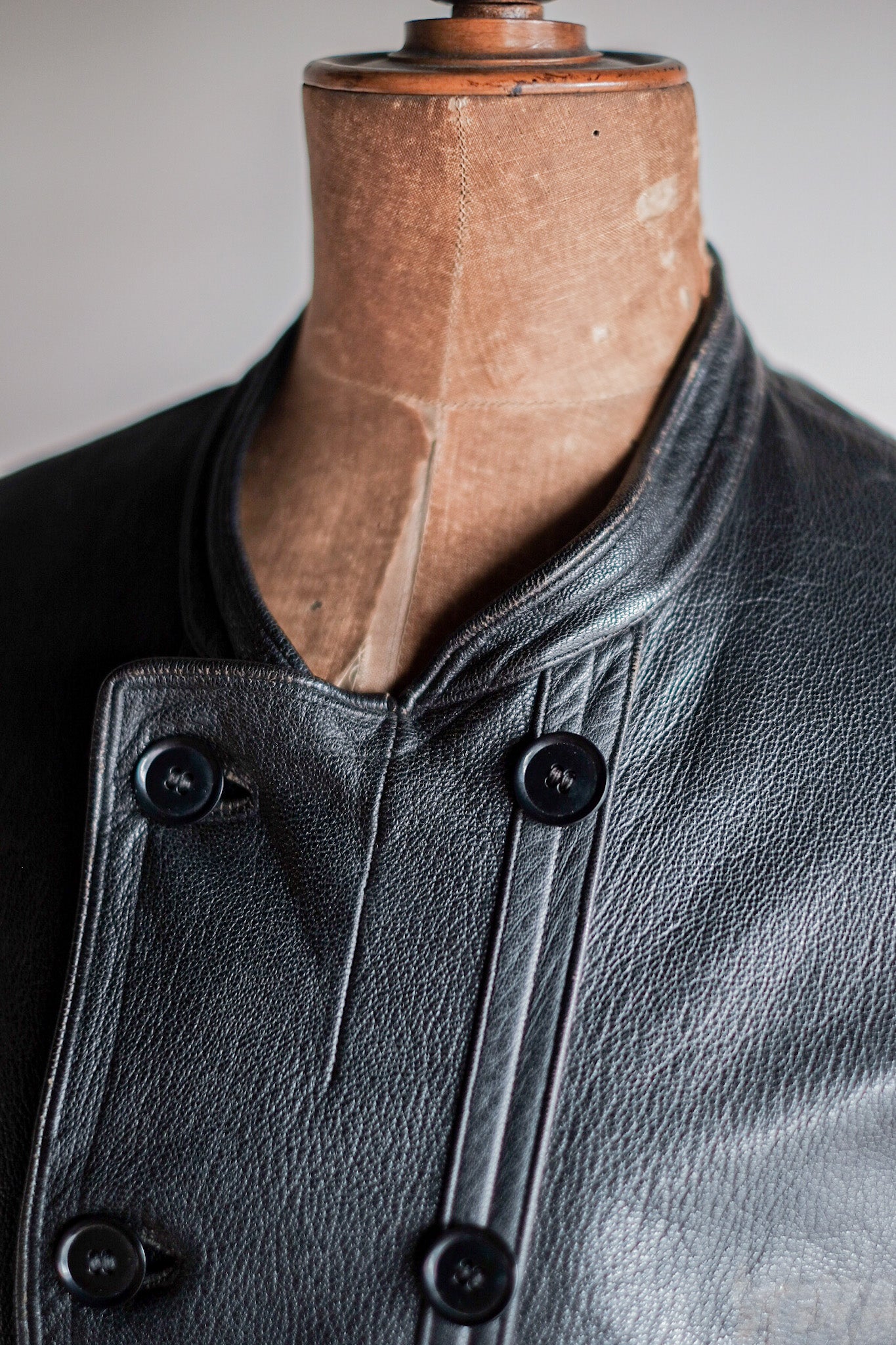 【~40's】Swedish Vintage Double Breasted Leather Jacket