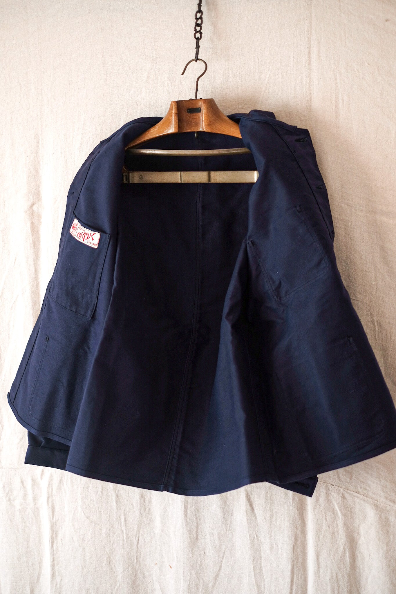 【~40's】French Vintage Blue Moleskin Work Jacket "Dead Stock"