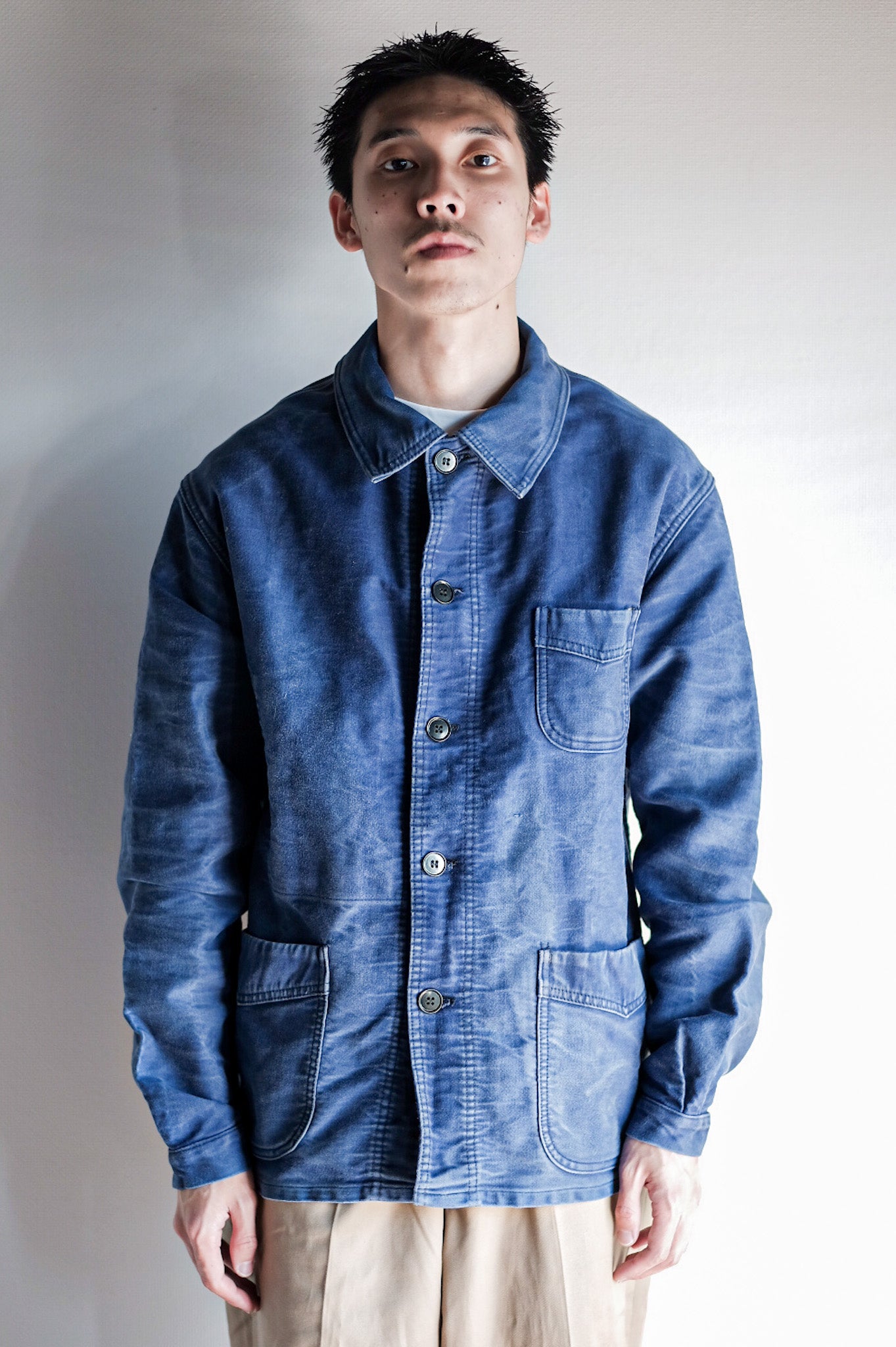 ［~50's］French Vintage Blue Moleskin Work Jacket "Le Mont St. Michel"