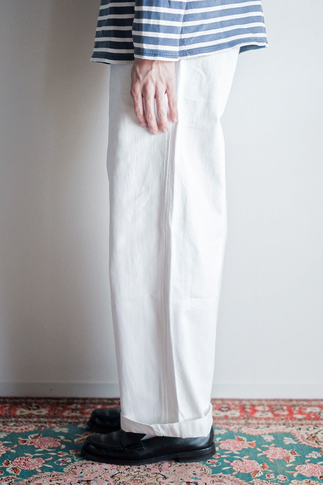 ［~50's］French Army White Cotton Trousers Size. 84
