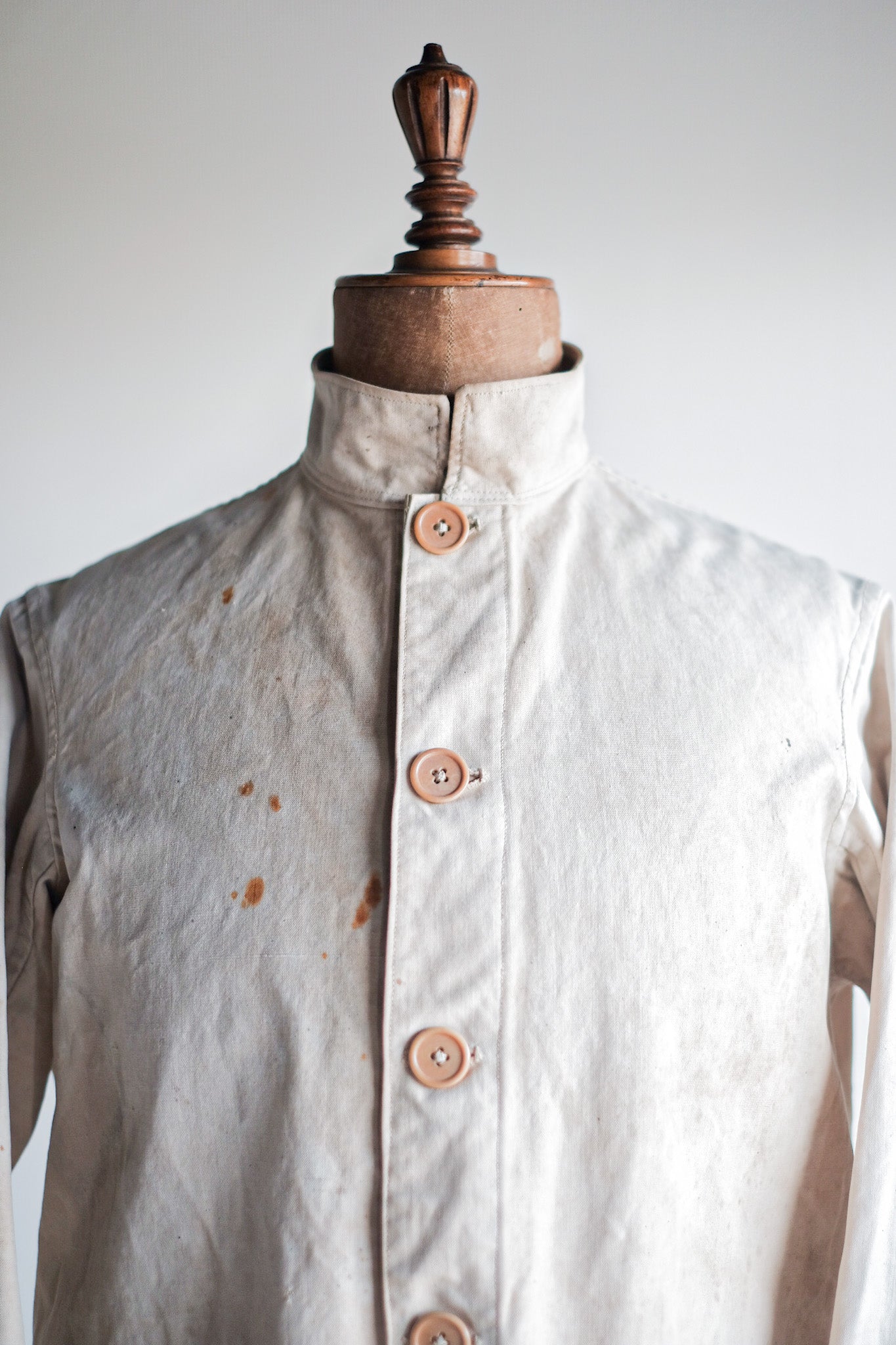 ［~30's］French Vintage Stand Collar Linen Jacket