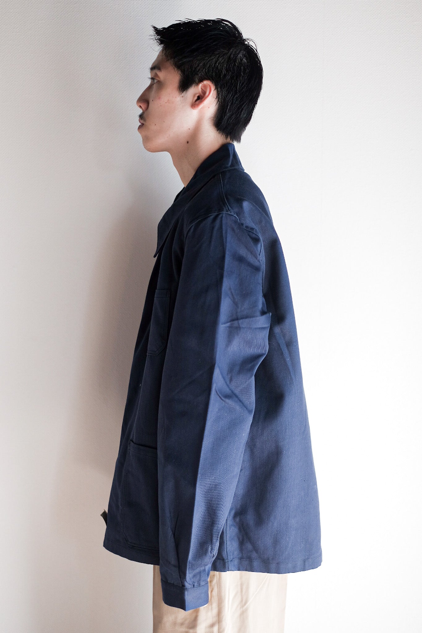 【~50's】French Vintage Blue Cotton Twill Work Jacket "Dead Stock"