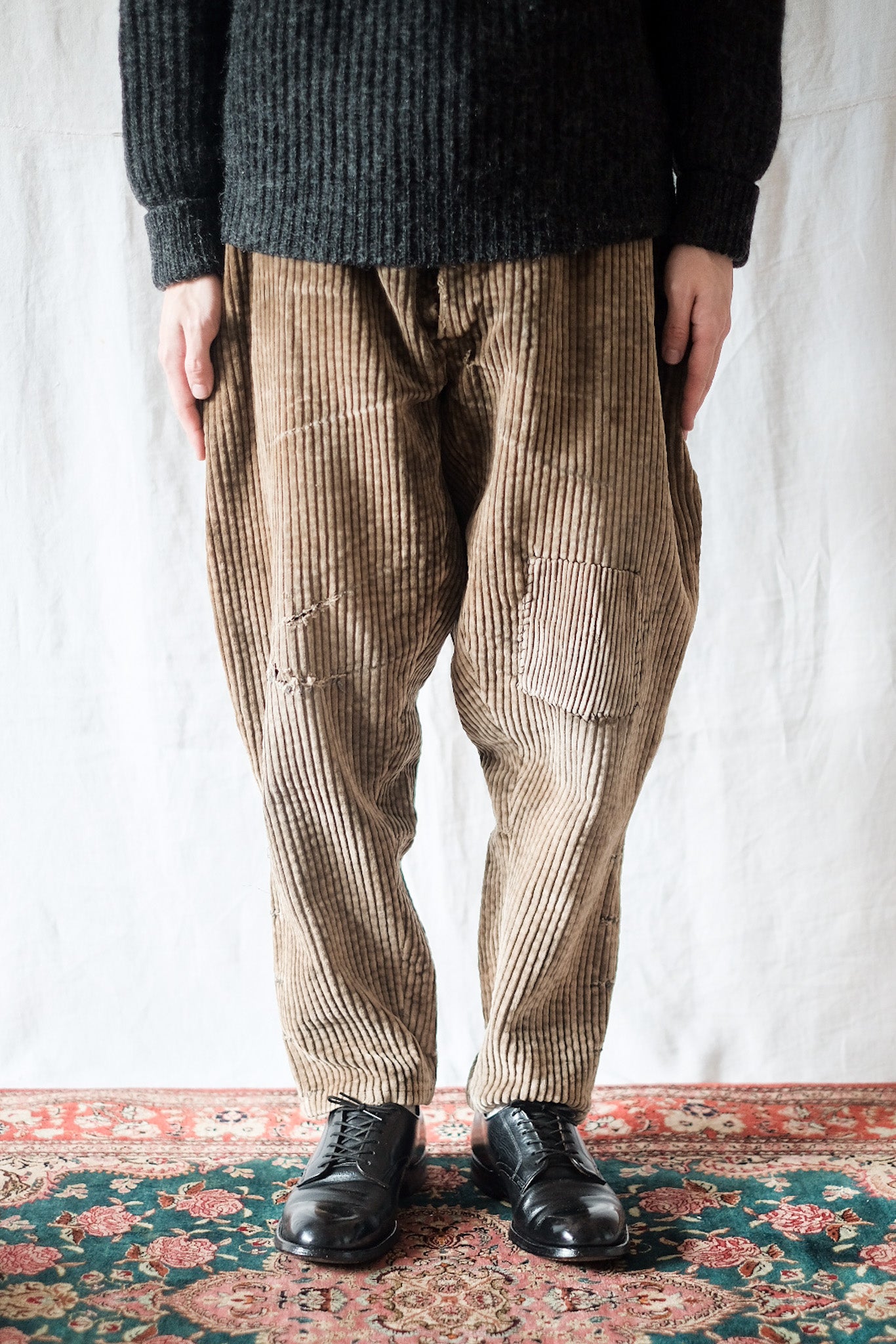 [~ 30's] French Vintage Brown Corduroy Work Pants "Adolphe Lafont"