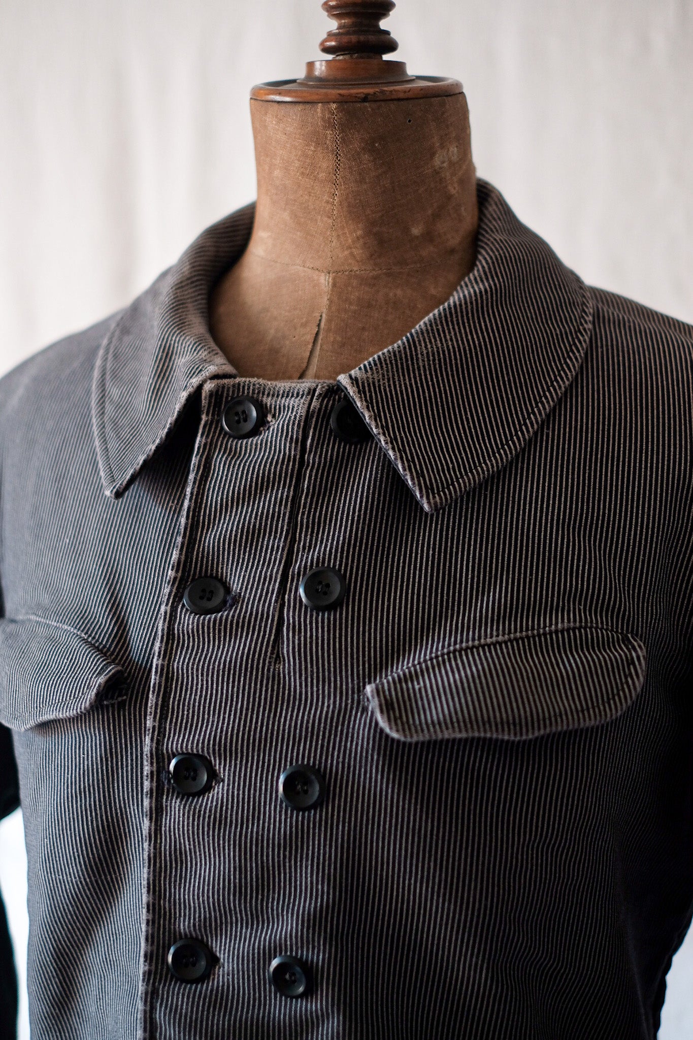 [~ 50's] Belgian Vintage Printed Moleskin Double Breasted Work Jacket