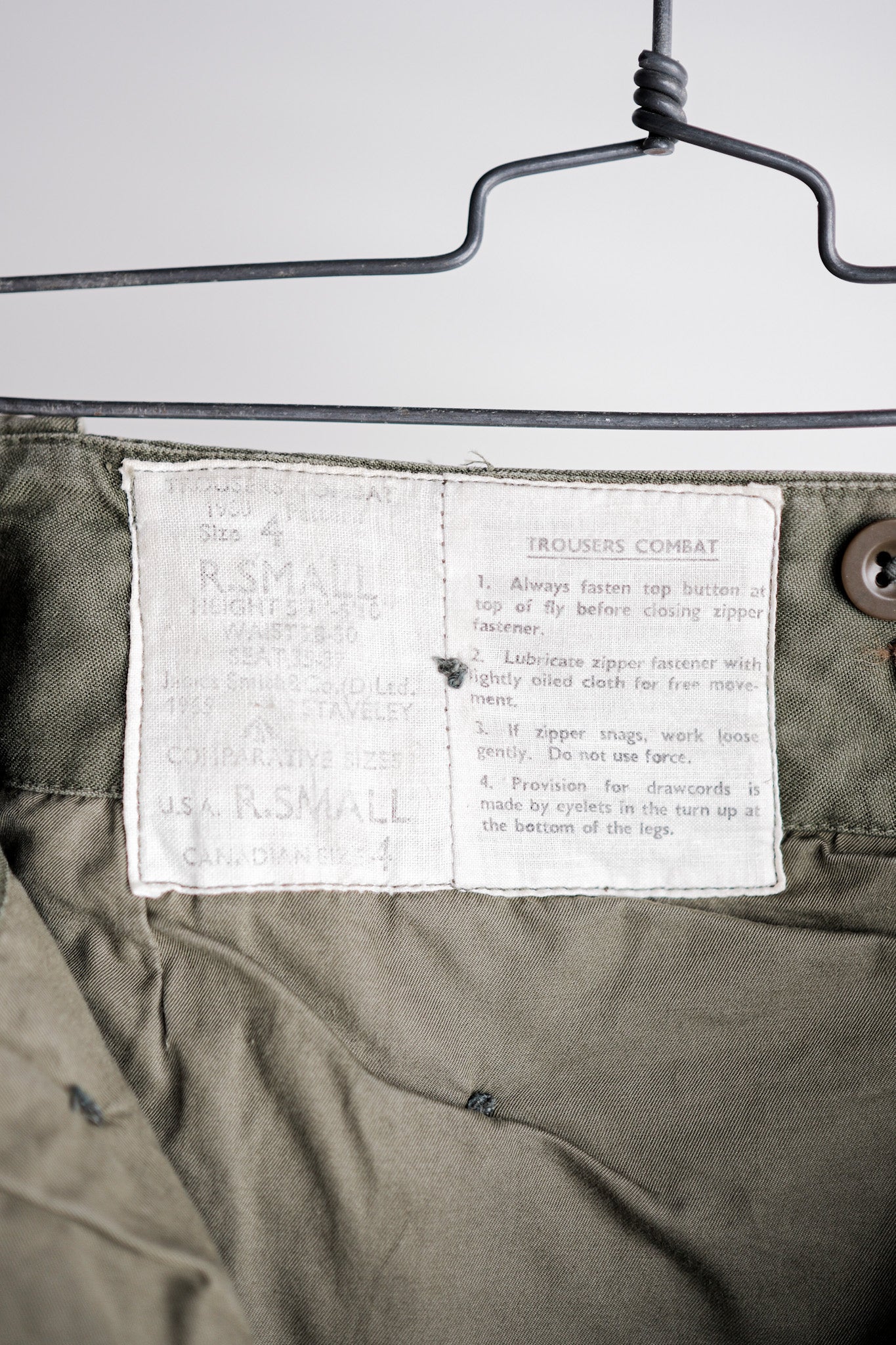 [〜60年代]英國軍隊1960年的圖案戰鬥褲尺寸。4