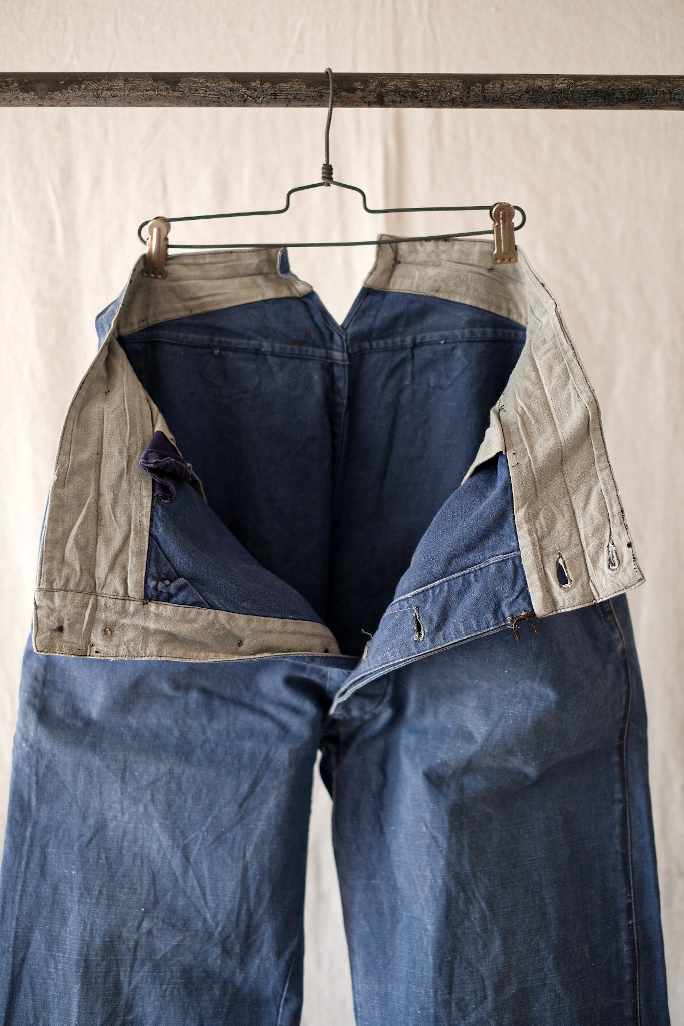 [~ 30's] กางเกง Indigo Metis วินเทจ French Vintage