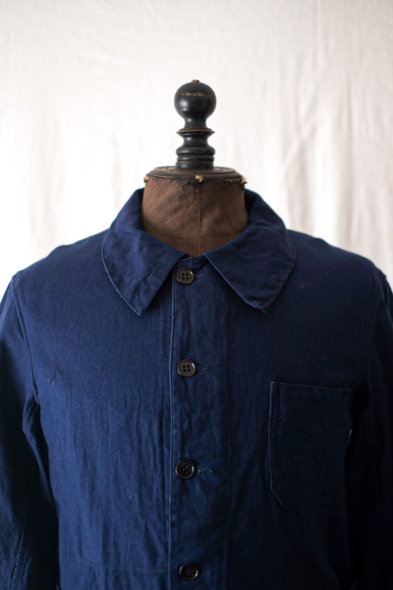 [〜40年代]法國復古靛藍棉質亞麻暮外夾克