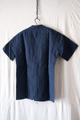 【~40's】French Vintage Indigo Metis Short Sleeve Shirt "Dead Stock"