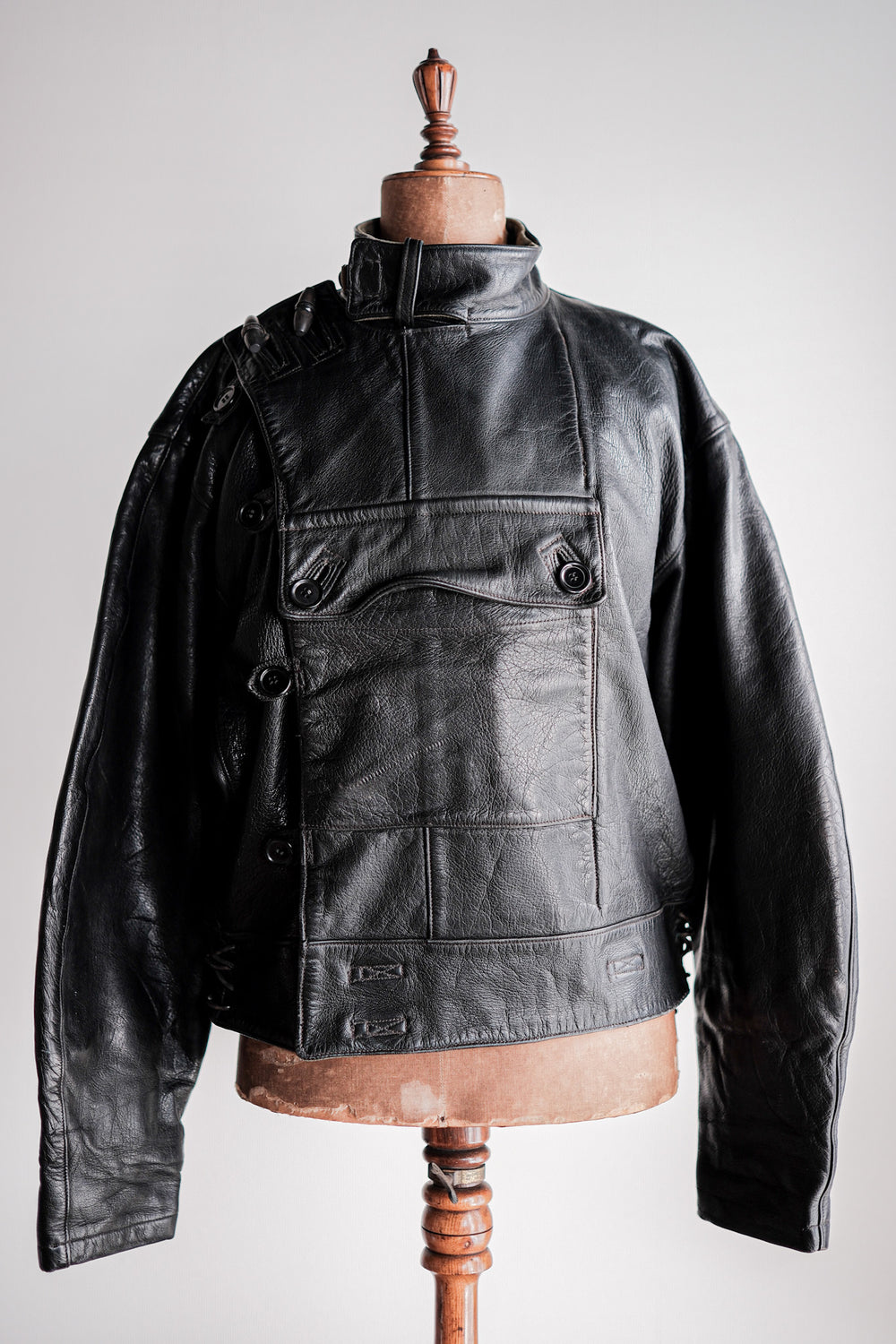 【~50's】Swedish Army Dispatch Rider Leather Motorcycle Jacket