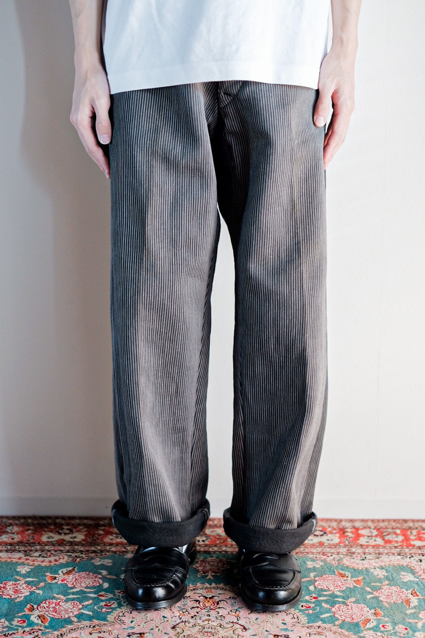 ［~30's］French Vintage Cotton Pique Striped Work Pants "Dead Stock"
