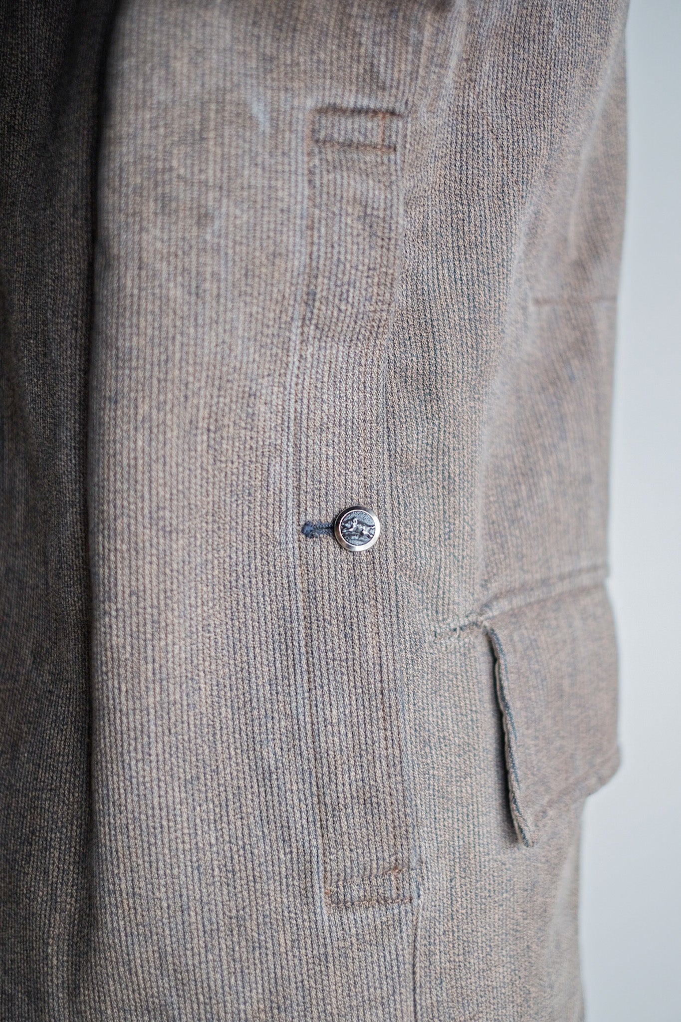 ［~60's］French Vintage Brown Salt & Pepper Cotton Pique Hunting Jacket