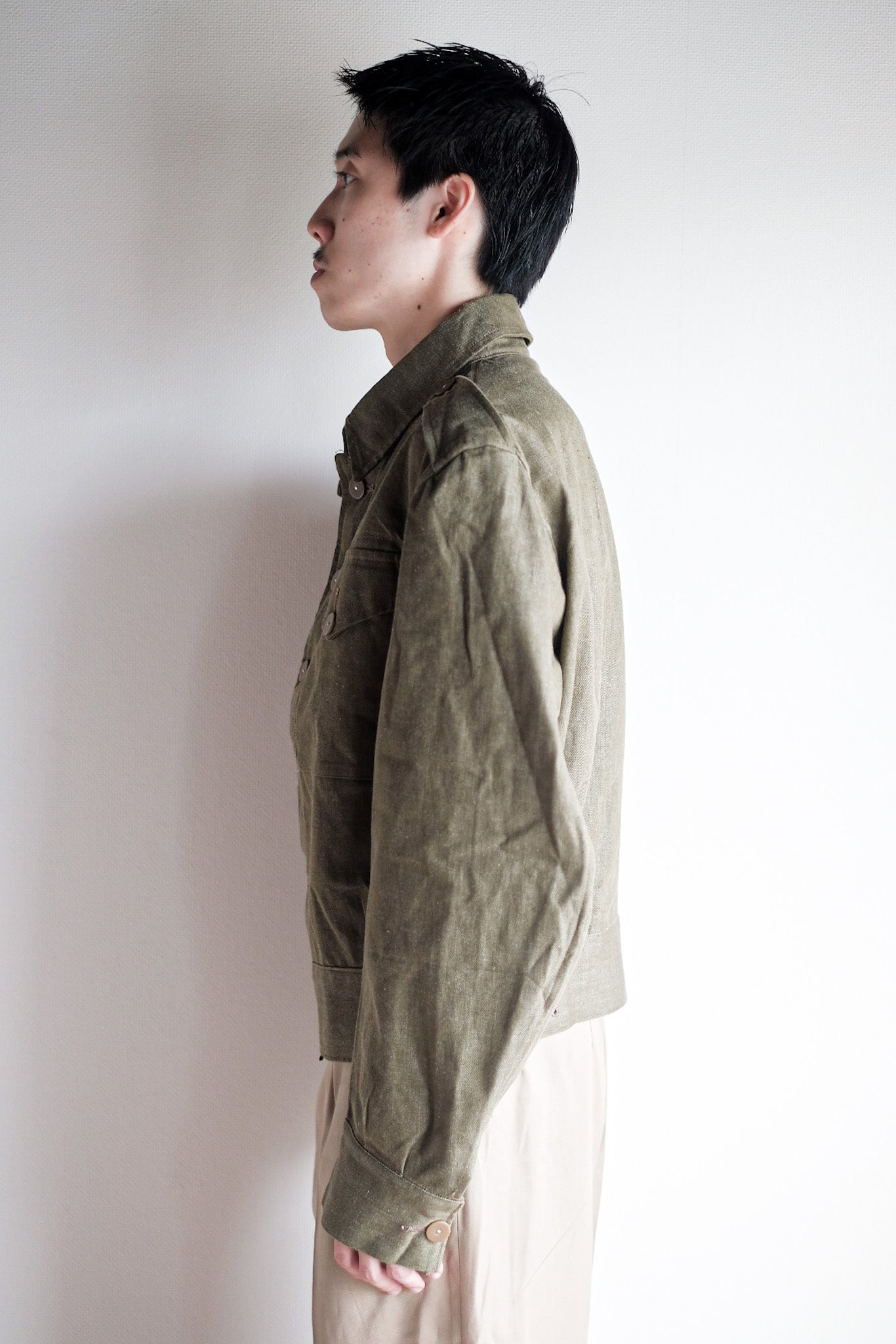 ［~50's］British Army Green Denim Battle Dress Jacket Size.7 "Dead Stock"