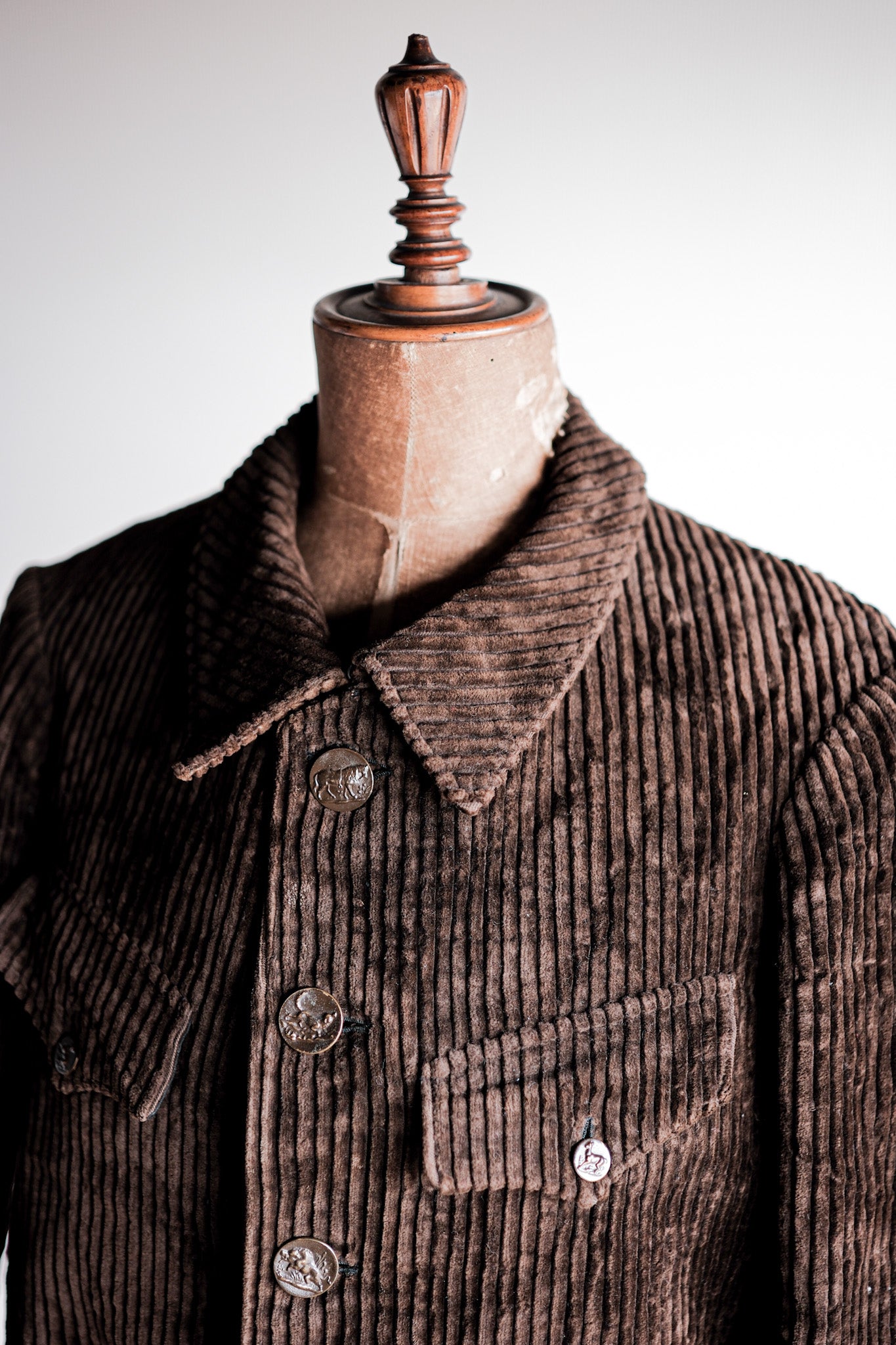 【~30's】French Vintage Brown Heavy Corduroy Hunting Jacket "Dead Stock"