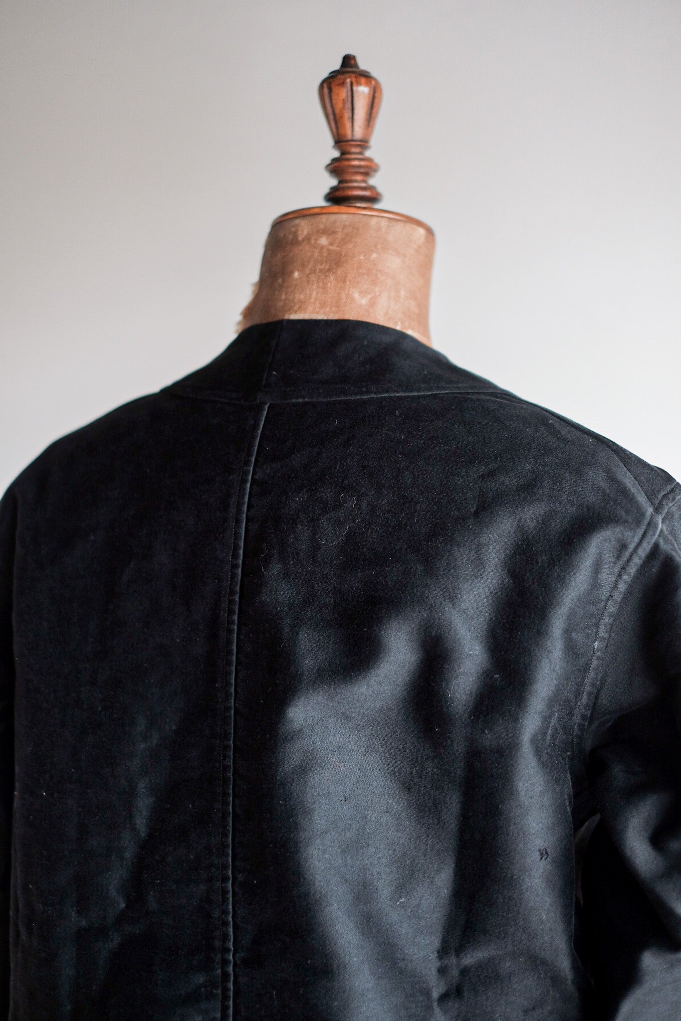 [~ 20 '] 프랑스 빈티지 블랙 몰스 피부 작업 재킷 "6 버튼" "데드 스톡"