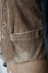 【~30's】French Vintage Brown Corduroy Gilet Jacket