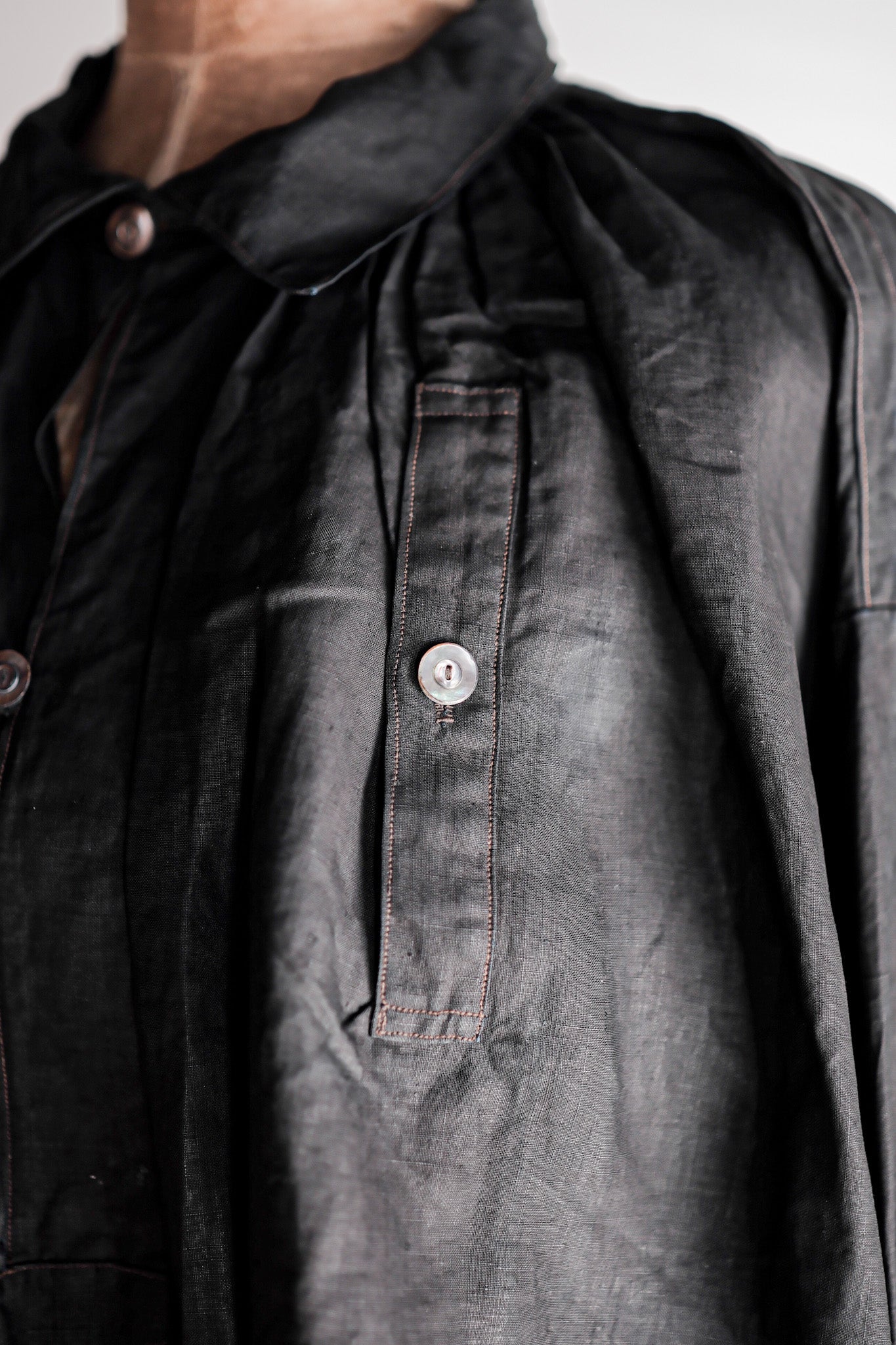 ［Early 20th C］French Antique Indigo Linen Smock "Biaude"