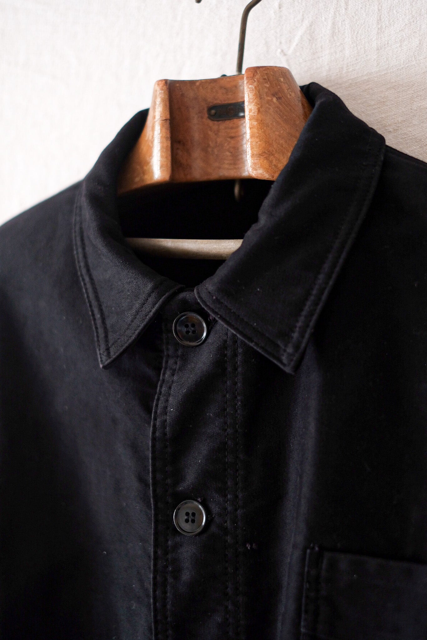 [~ 50 년대] 프랑스 빈티지 "Le Mont St. Michel"Black Moleskin Work Jacket