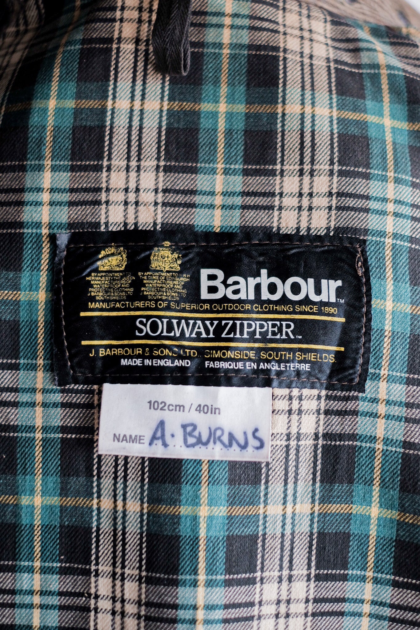 [~ 80's] Vintage Barbour "Solway Zipper" พร้อม Hood 2 Crest Size.40