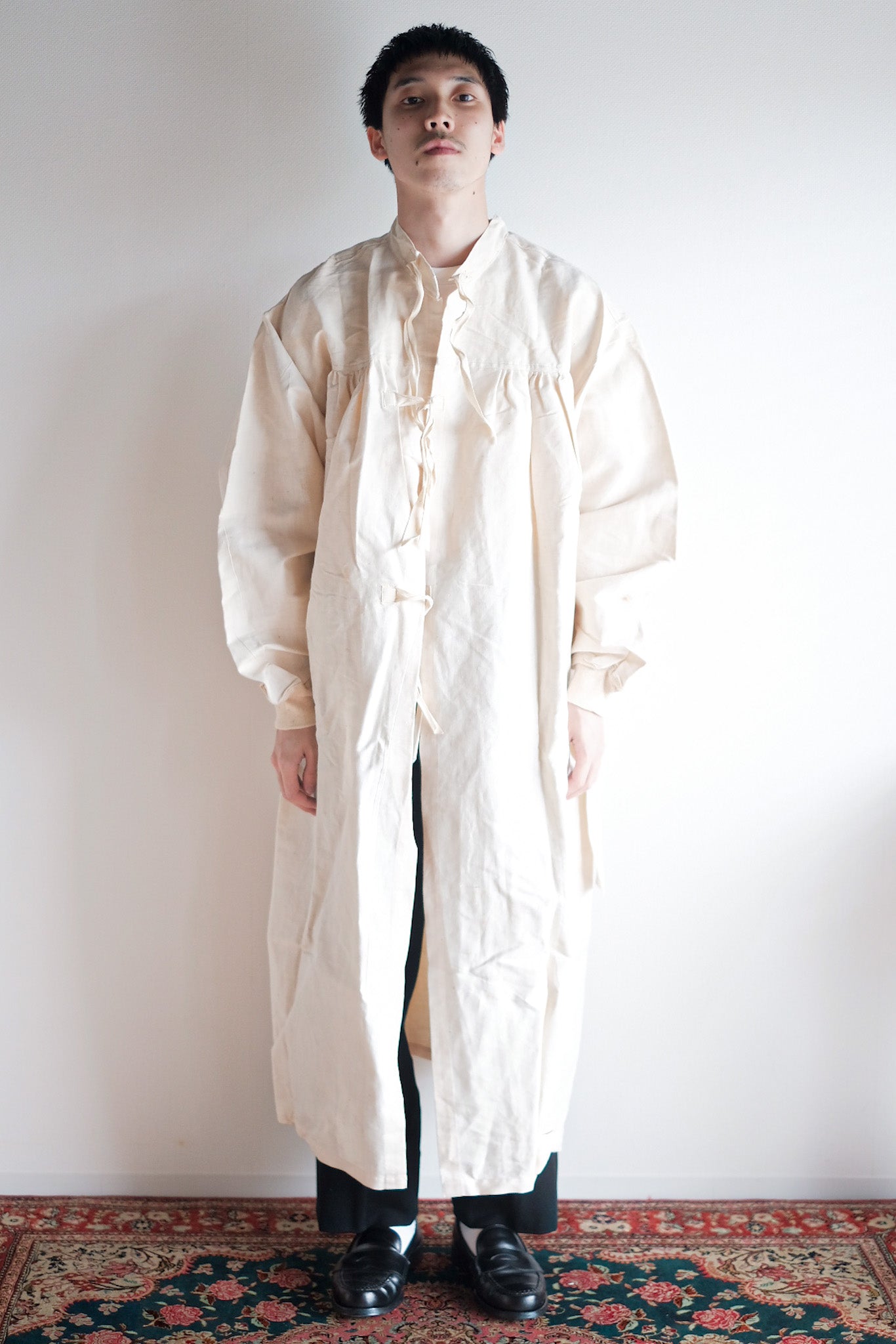 [~ 50's] French Army Surgeon Linen COAT HOSPITALY MILITARY "DEAD STOCK"