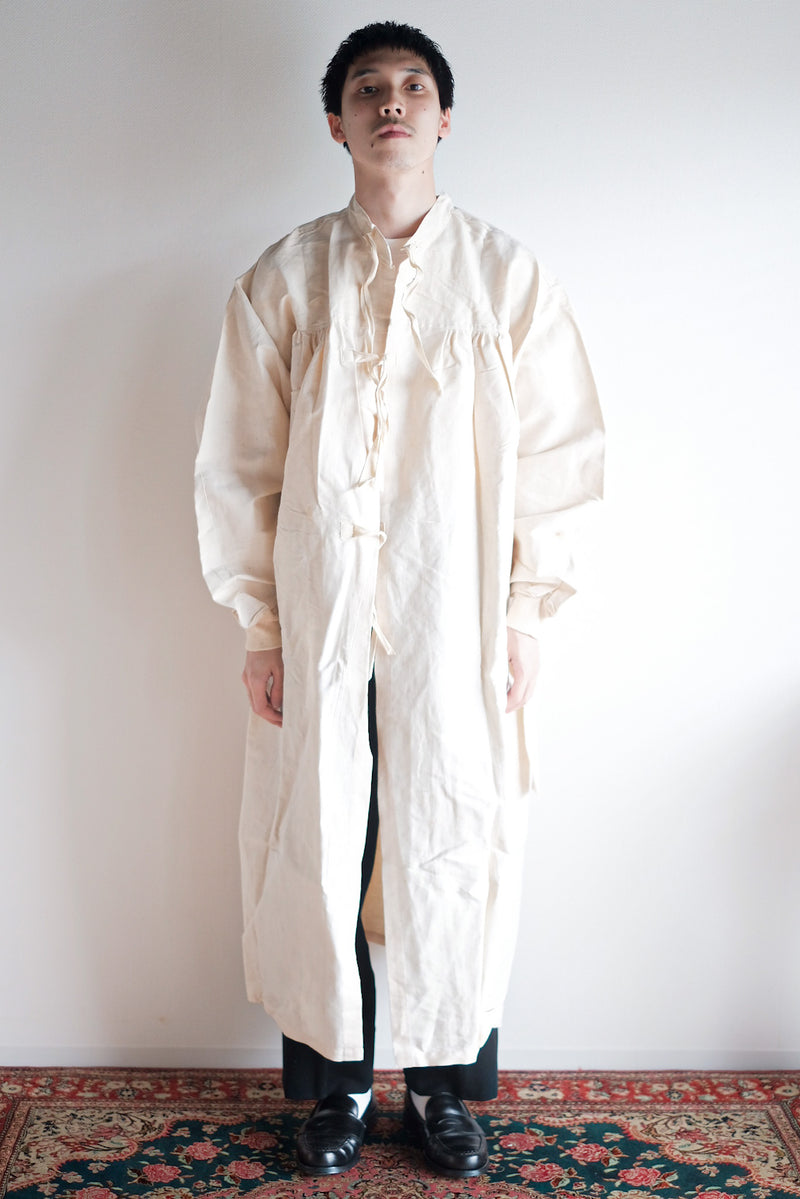 【~50's】French Army Surgeon Linen Coat Hospital Military "Dead Stock"